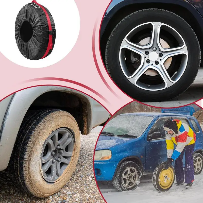 Seasonal Tire Tote Ochrona przeciwsłoneczna Pokrowiec na oponę Pyłoszczelny wodoodporny pokrowiec Regulowana zimowa torba do przechowywania kół dla łatwych