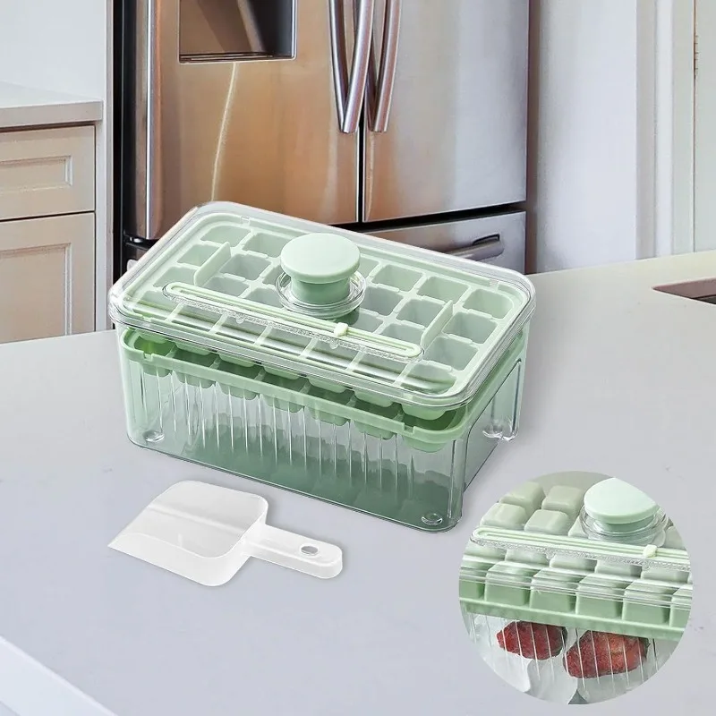 Storage Ice Bucket Making Container Multifunctional 28/56 Grids Press Ice Cube Mold Portable One Click Release Ice Tray