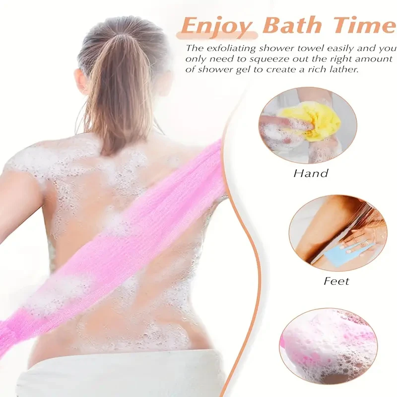 6colors Exfoliating Body Scrubber Towel Double Side Mesh Loofah Shower Washcloth Effective Back Scrub for Getting Smooth Skin