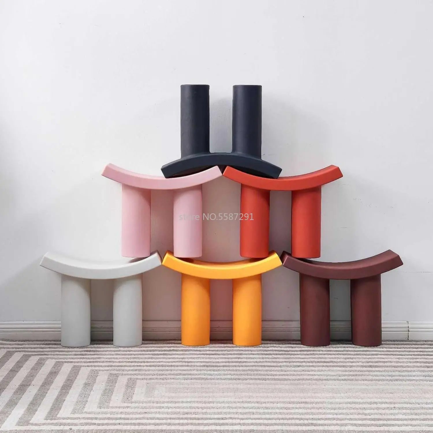 Plastic low stool home door shoe stool flying elephant stools design creative curved small stools cashmere Ottomans chair nordic