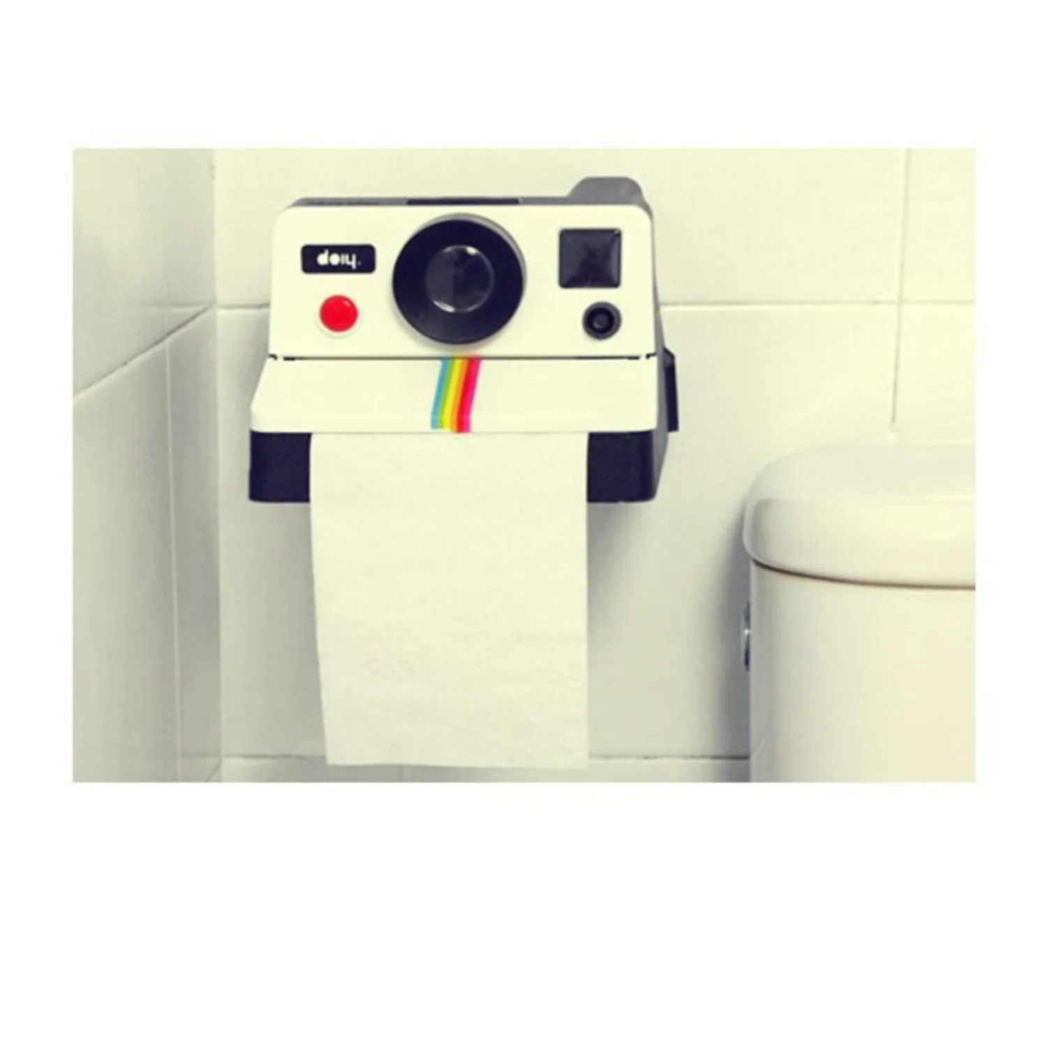 1pc Toilet Paper Holder With Shelf, Retro Film Camera Shape Tissue Boxes, Punch-free Tissue Rack With Mobile Phone Frame, Toilet