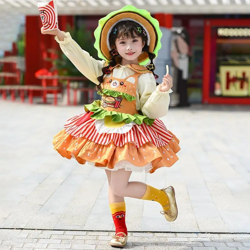 Baby Girls Spring Autumn Sweet Lolita Cute Cartoon Princess Ball Gown Sundress+Shirts 2Pcs Birthday Holiday Party Children Eid
