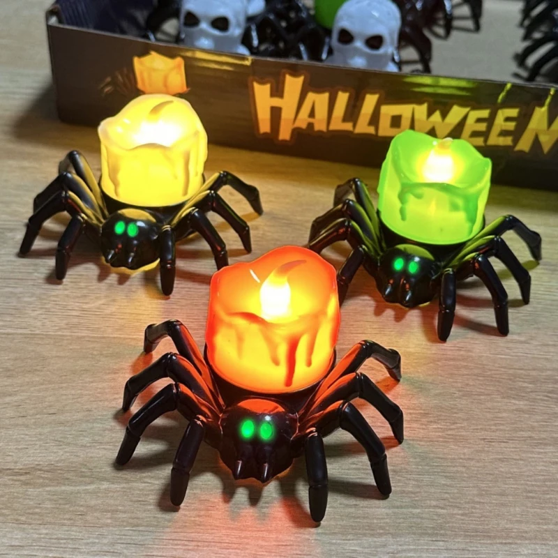 Divertidas y hermosas linternas de calabaza de Halloween, araña divertida, atmósfera de luz de velas, accesorios festivos, decoración LED, regalos de vacaciones