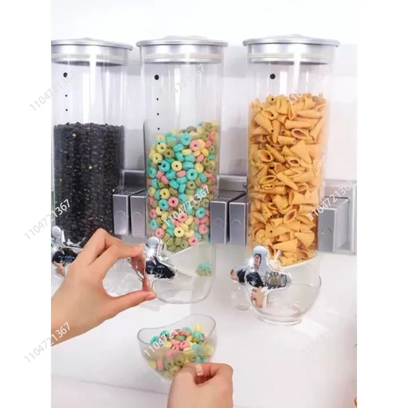 

Cereal Dispenser Wall Mounted Triple Dry Food Dispenser Snack Candy Dispenser Machine Wall Mount Cereal Storage Container