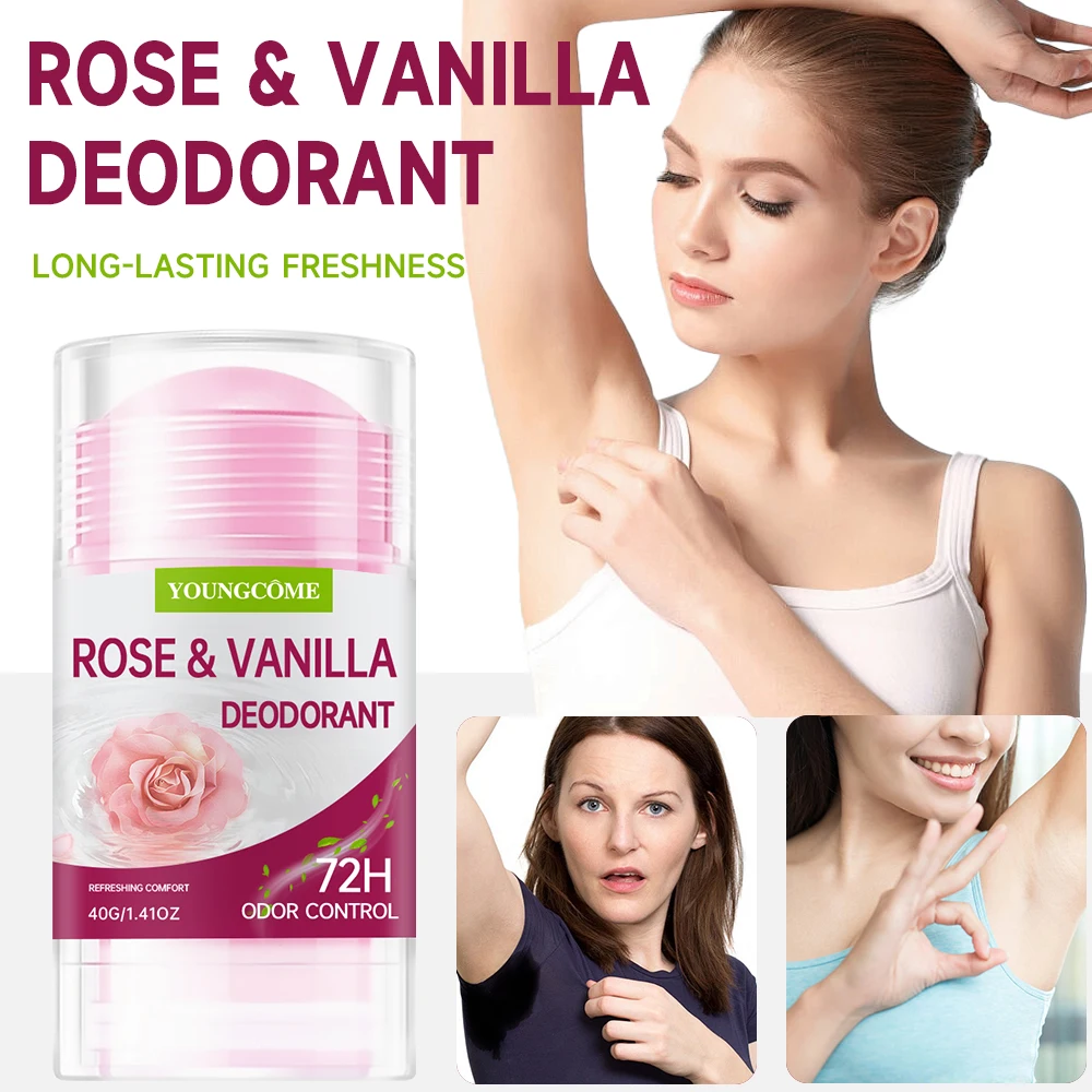 Deodorant Stick ROSE VANILLA Body Odor Remove Cream Removal Armpit Refreshing Antiperspirant Lasting Aroma Deodorant