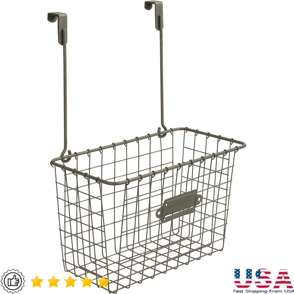 

Vintage Over-the-Cabinet Storage Basket Rustic Kitchen Organization Under Sink Bathroom Laundry Supply Organizer Durable Steel