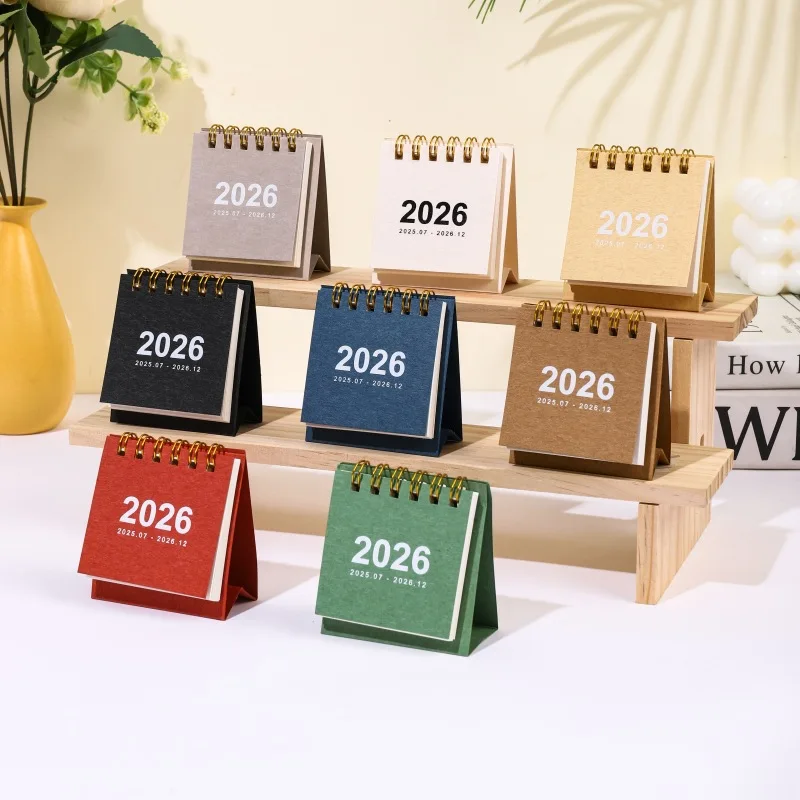 

Portable Simplified Mini Calendar 2026 Unprinted 180° Page Flip Desktop Ornament Check-in Plan Style Calendar