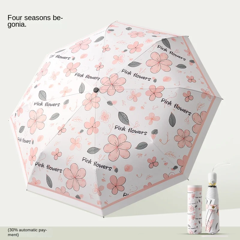 2024 New Summer UV Umbrella for Women Folding Sun Umbrella Floral Double Layer Portable Windproof Parasol Umbrella