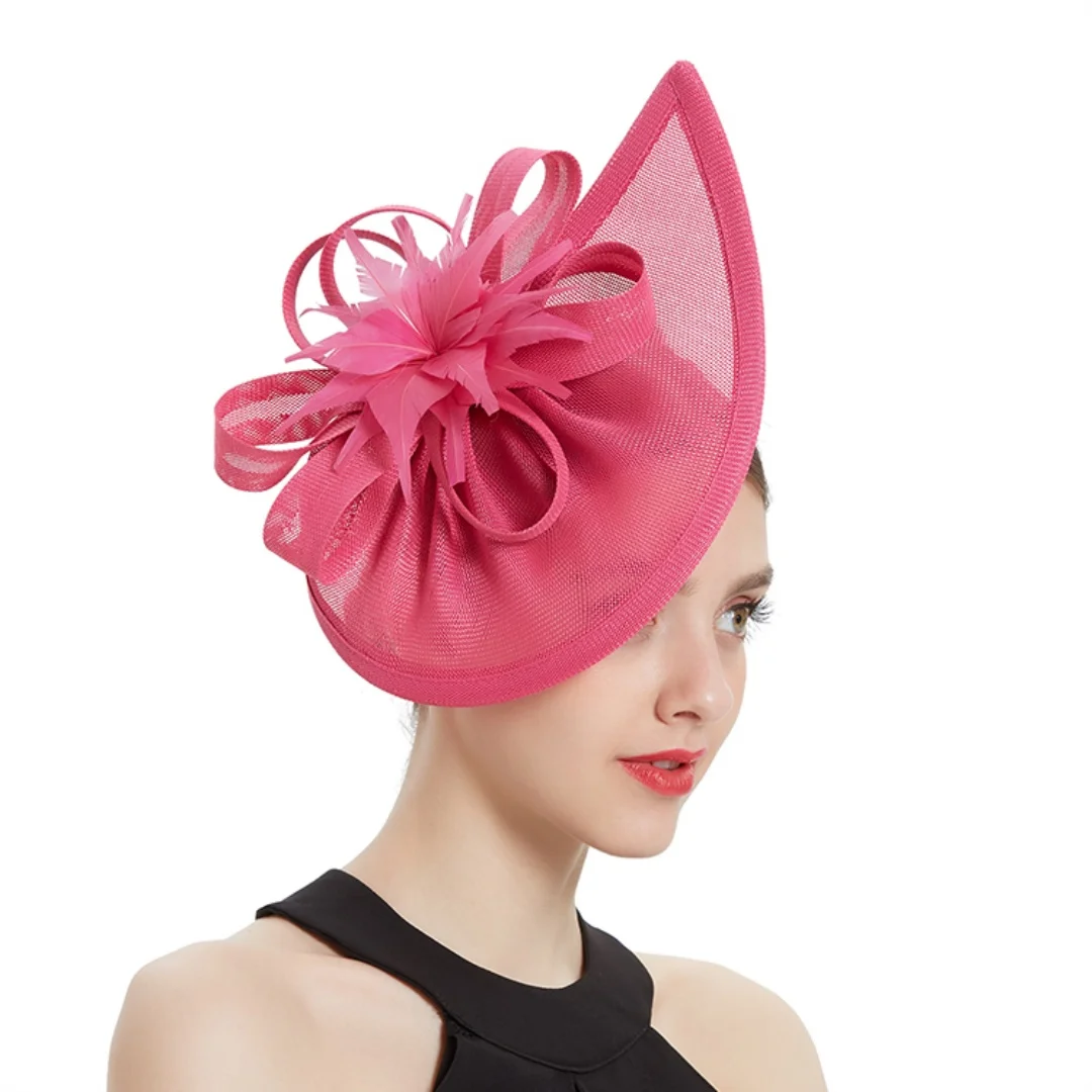 

Чародейская шляпа для женщин, дерби, свадебное перо, Sinamay Fascinator, чаепитие, повязка на голову для невесты с зажимом, женская дамы