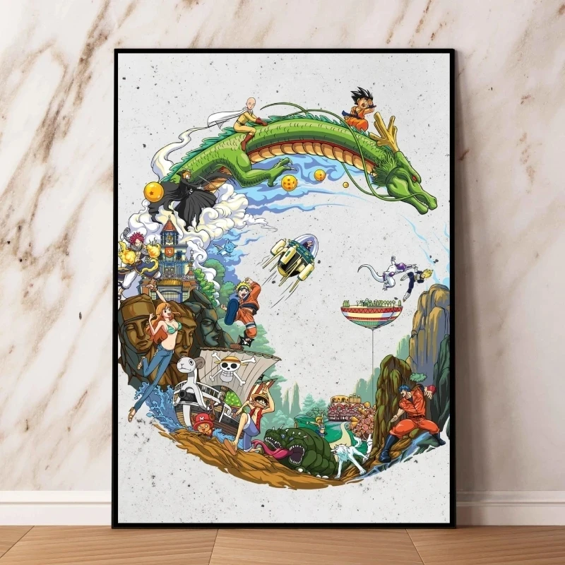 Monkey King Super Saiyan Anime Dragon Ball Mural Cartoon Home Decor Living Room Poster Painting Children\'s Festival Aesthetics