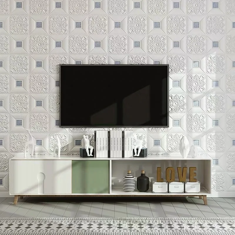 1-10Pcs 70cmx1m 3D Self-adhesive Foam Panel Wallpaper waterproof and moisture-proof ceiling Sticker room Bedroom Home Decoration