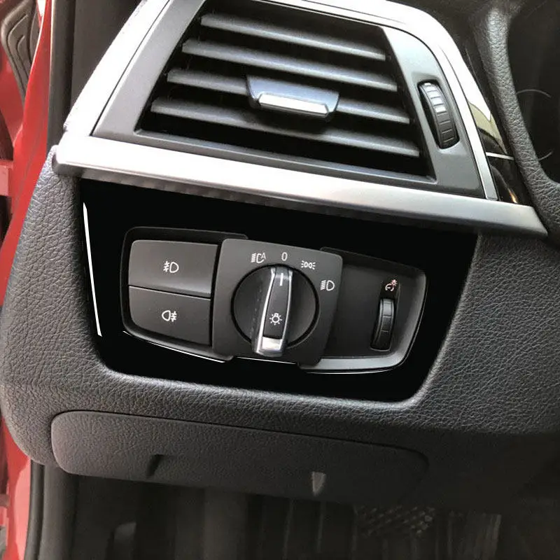 Soft PVC Plastic Car Accessories Headlight Switch Frame Trim For BMW 3 4 Series 3GT F30 F31 F32 F34 2013-2018 Piano Black