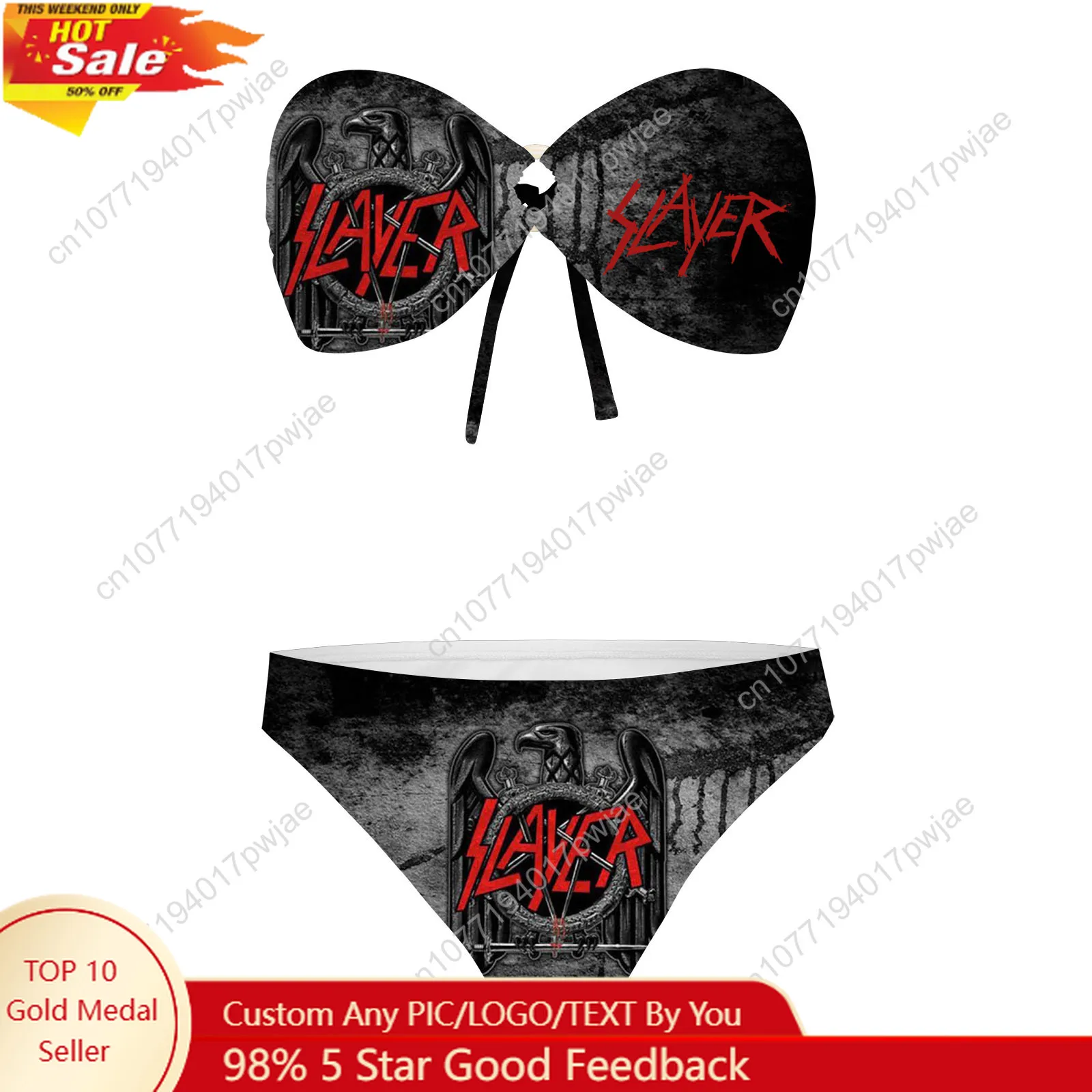 

S-Slayer Rock Band Strapless Swimsuit Bikini Women Bathing Suits Fashion Swimwear Pool Beach Sexy Bikini Customize Beachwear