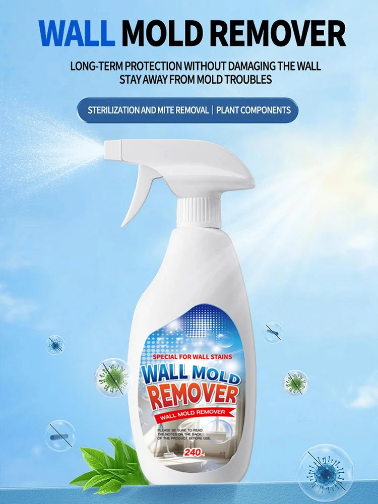 Spray anti-moisissure hautement efficace de 240 ml, agent anti-moisissure ménager pour les murs, élimine les moisissures tenaces, nettoyage des moisissures sur les papiers peints