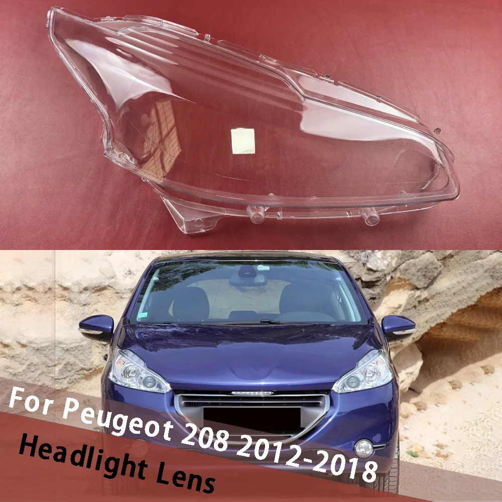 

For Peugeot 208 2012-2018 Headlamp Cover Transparent Mask Headlight Shell Head Light Lens Plexiglass Replace Original Lampshade