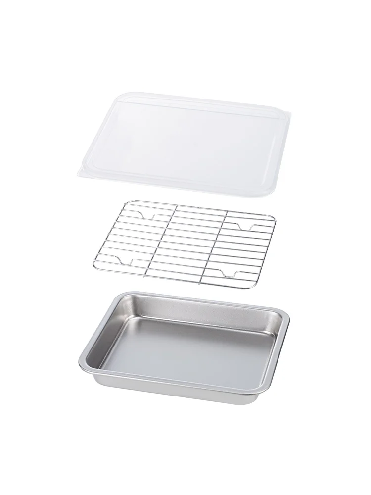 Japanese imported 304 stainless steel tray, rectangular plate, barbecue plate, new Galaxy kitchen cooking and preparation plate