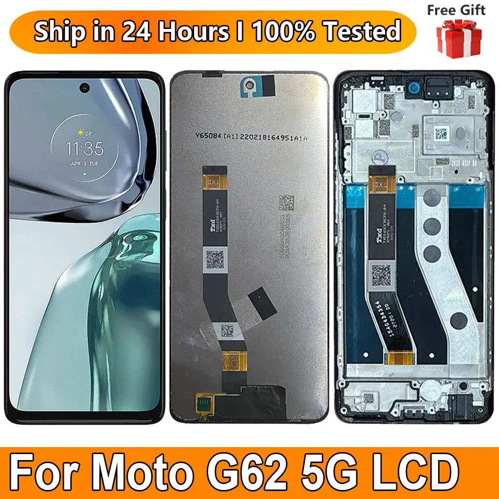 

Screen For Motorola Moto G62 5G LCD Display Touch Screen Sensor Digiziter Assembly Replace 6.5" For Moto G62 5G LCD With Frame