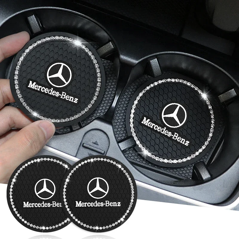 2Pcs PVC Water Cup Mat Car Coaster Anti Slip Pad Accessories For Mercedes Benz AMG GLE GLS CLS GLC CLA GLA GLK ML C197 R231 W167