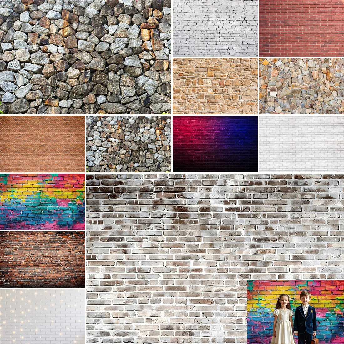 

MOON.QG Brick Wall Backdrop Rustic Girls Birthday Cake Smash Newborn Baby Photography Background Food Gloomy Stone Backdrop