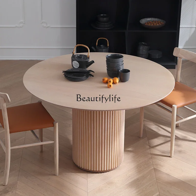

ls 18 *Italian minimalist designer medieval solid wood dining table Japanese log striped table