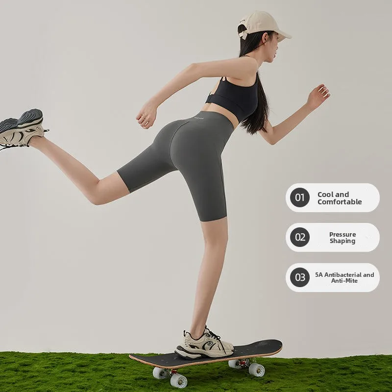 Verão fino calças de yoga cintura alta cinco quartos comprimento ciclismo orts camada base feminina ajuste apertado abdômen um esporte orts
