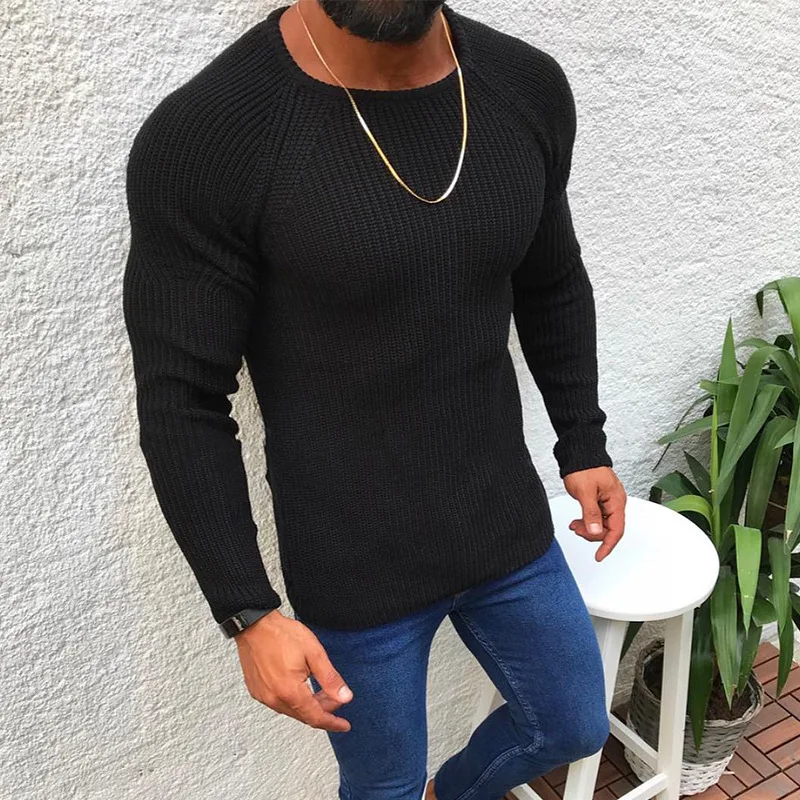 Mens Cardigans 2023 Spring Slim Fit Long Sleeve Round Neck Pullover Knit Top Sweater Men