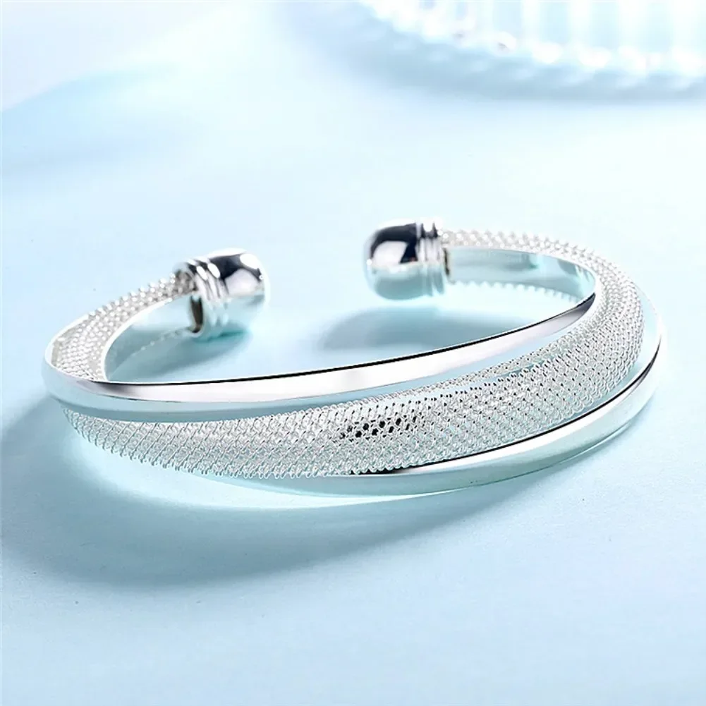 Factory direct sales Fine 925 Sterling silver cuff bangles Bracelets for Women Fashion Wedding Party Christmas Gifts Jewelry