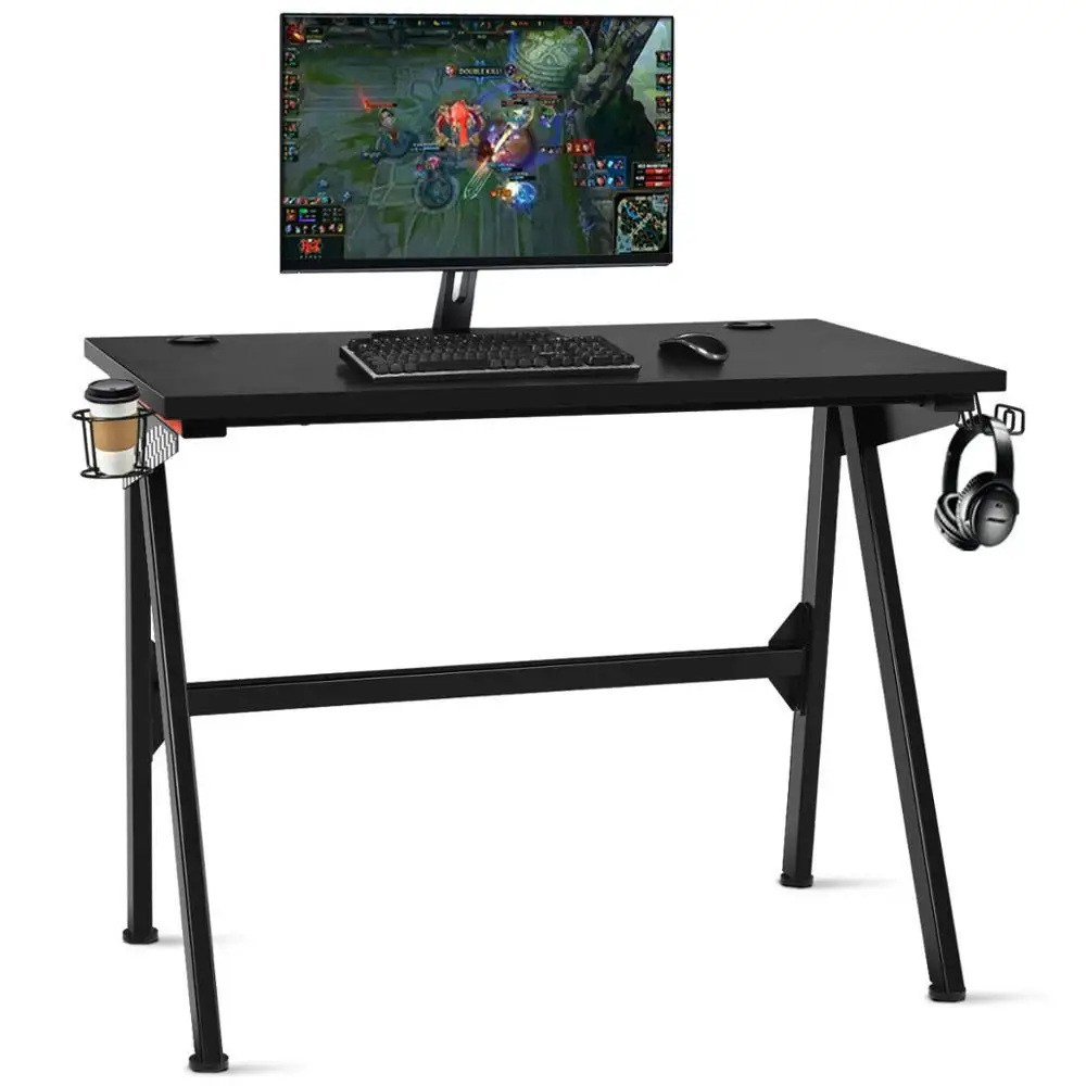 

Gaming Desk Home Office PC Table Computer Desk with Cup Holder & Headphone Hook