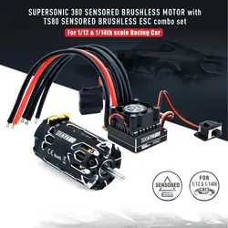 Supersonic 380 Sensored Brushless Motor with TS80 Sensored Brushless ESC Combo for 1/12 1/14th Scale Racing Car