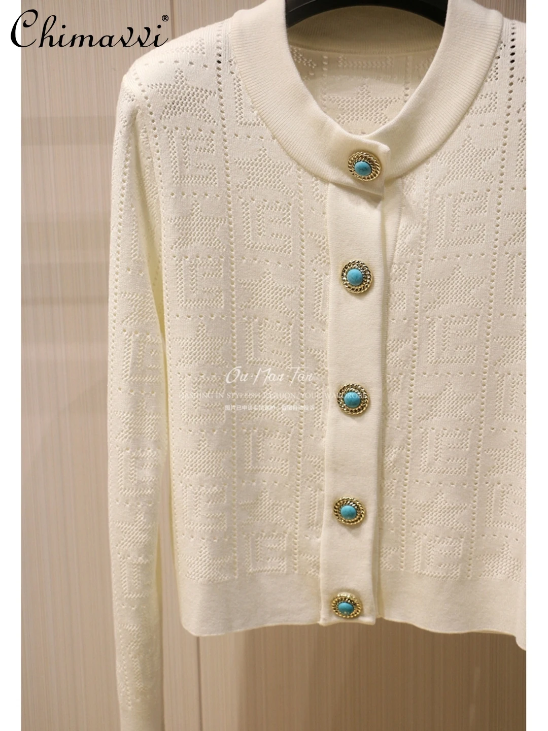 Модный вязаный кардиган с пятиконечной звездой, белый свитер, женский осенне-зимний новый высококачественный элегантный женский топ с длинными рукавами