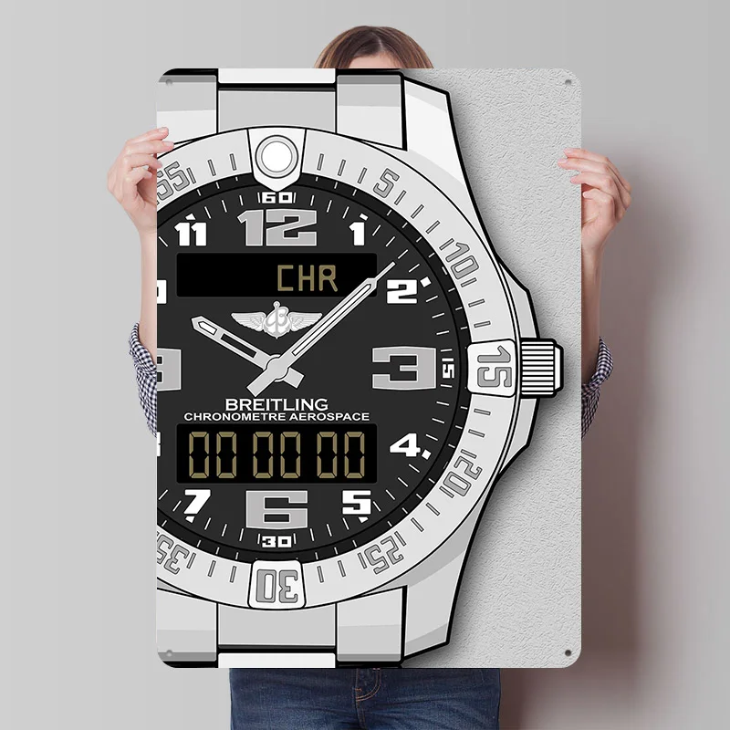 Breitling Aerospace Metallposter, individuelle Wandkunst, Retro-Vintage-Blechschilder für Männerhöhle, moderne Heimdekoration, luxuriöse Dekoration