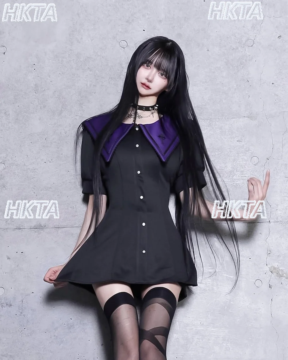 

Японское элегантное платье-рубашка в стиле Харадзюку с отложным воротником и вышивкой на талии, шорты, летнее готическое платье, комплект из 2 предметов