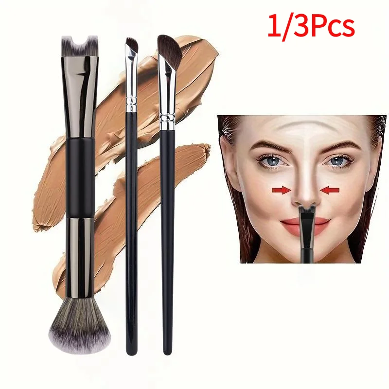 1/3Pcs U-Shaped Dual Head Makeup Brush Nose Contour Brushes Eyeshadow Contour Face Brush For Precise Nose Sculpting Makeup Tools