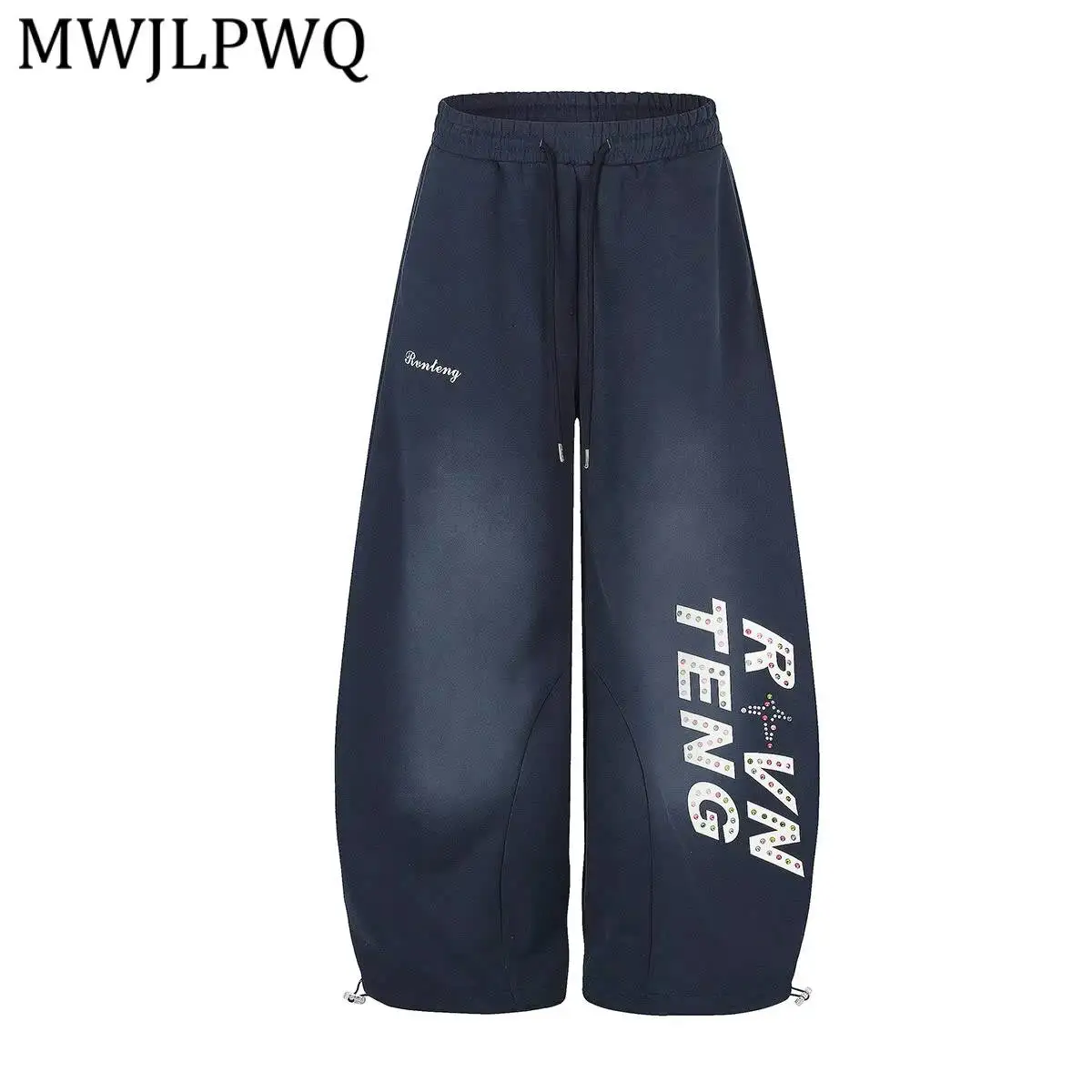 

MWJLPWQ Gradient Spray Letter Print Unisex Sweatpants Elastic Drawstring Curved Side Pocket Y2k Street Wide Leg Trousers 17110