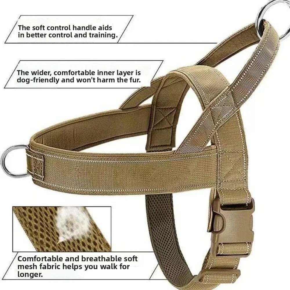 New Nylon Dog Harness Soft Distributes Force Evenly Large Dog Harness Adjustable Handle Feature Pet Training Vest Outdoor Use