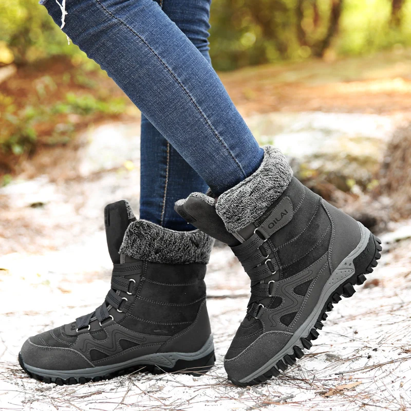 Ladies Ankle Boots 2022 Women Platform Boots Laces Comfortable and Elegant Women Shoes Booties Woman Winter Warm Fur Snow Boots