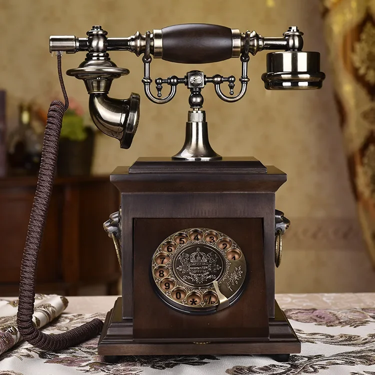 

DurableSolid Wood Retro Old-fashioned Turntable Phone Wired Household Landline Antique American Chinese Antique Decorative Phone