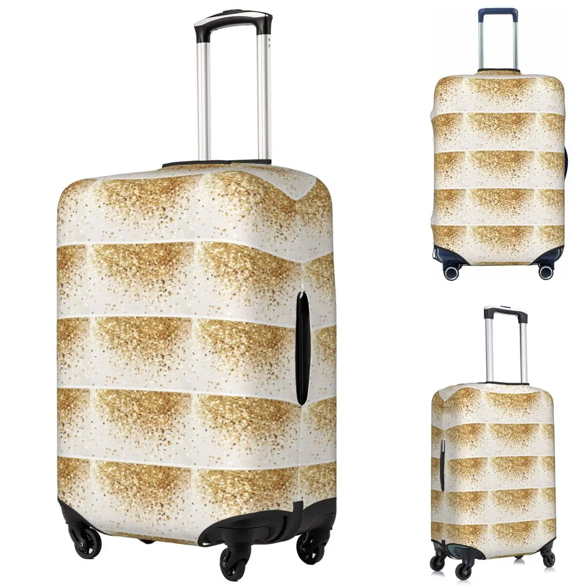 Sparkling Gold Glitter Glam Suitcase Cover Protection Elastic Trip Luggage Protector Covers for 18-32 Inch