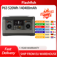 Flashfish P63 Portable Power Station, 500W AC Output, 5xDC Ouputs, 4xUSB Outputs,520Wh/140400mAh Lithium Battery Solar Generator