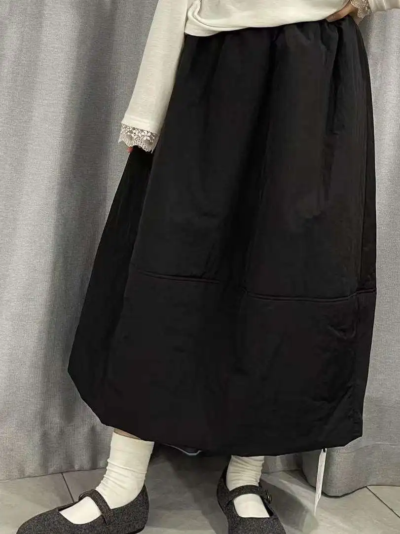 

Юбка А-силуэта средней длины больших размеров с хлопковой эластичной талией, теплая, для зимних поездок на работу, женская мода