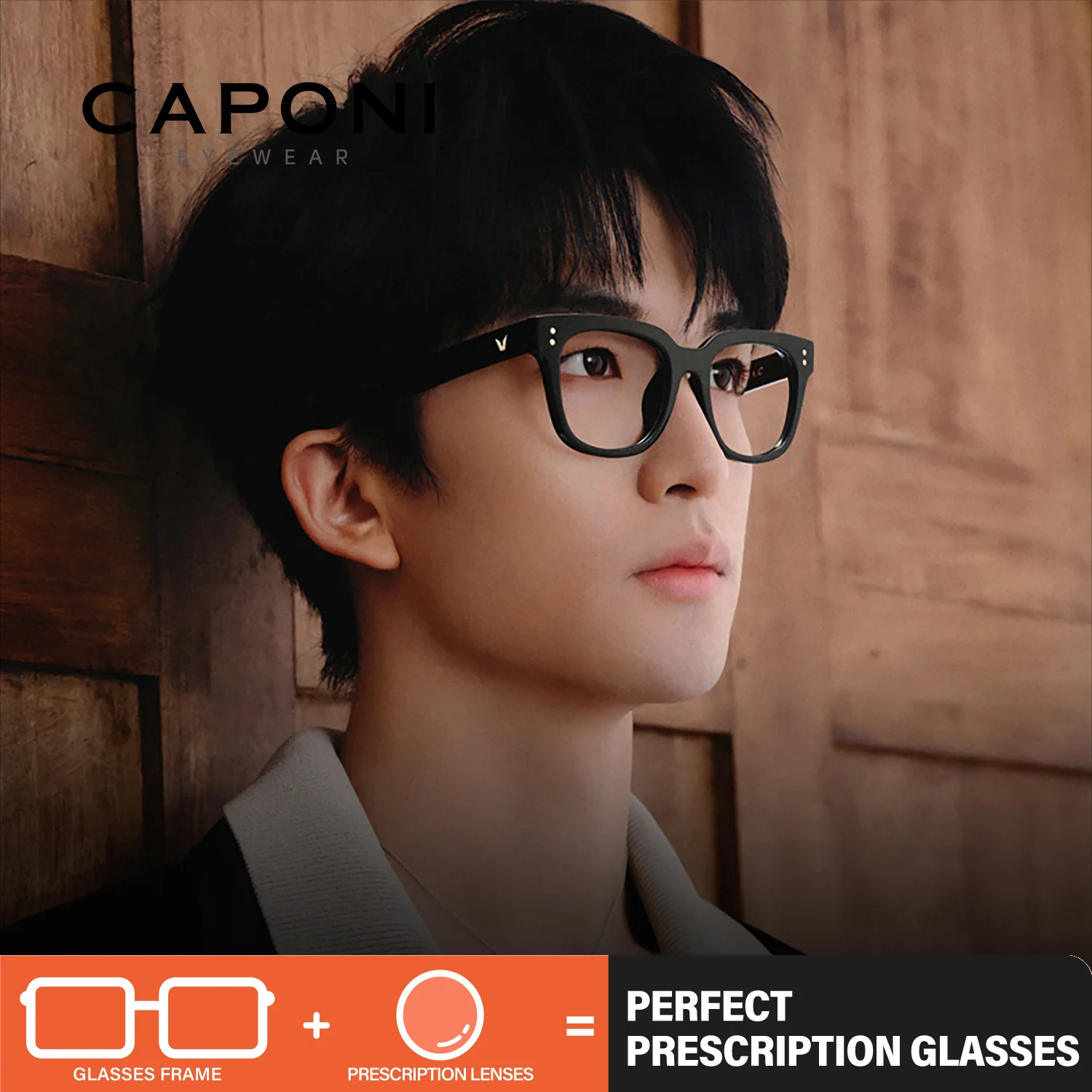 

CAPONI Prescription Man Eye Glasses Progressive Computer Myopia Glasses Male Anti Blue Ray Reading Optical Eyeglasses PJ6513