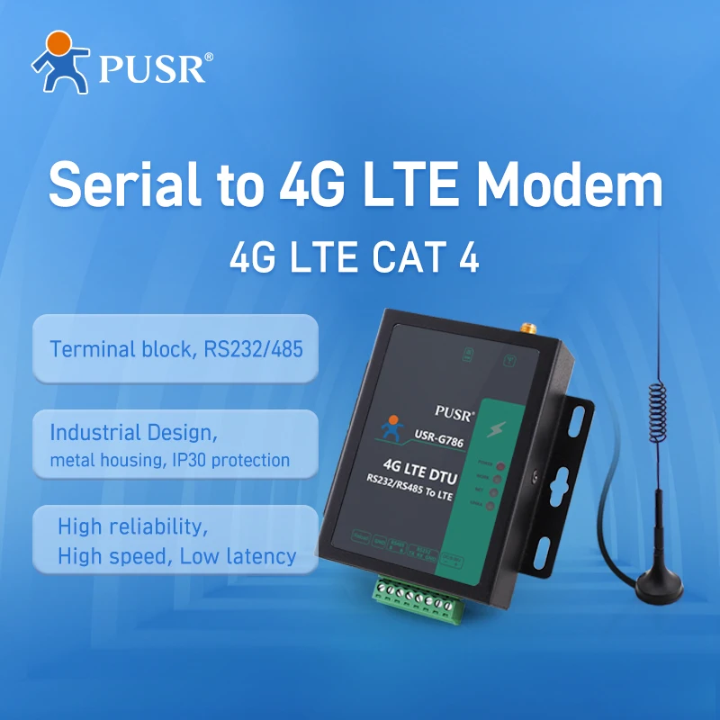 

PUSR, Австралийская и Латиноамериканская промышленная модель M2m Rs485 4g Lte, модем Gsm, серийная фотография