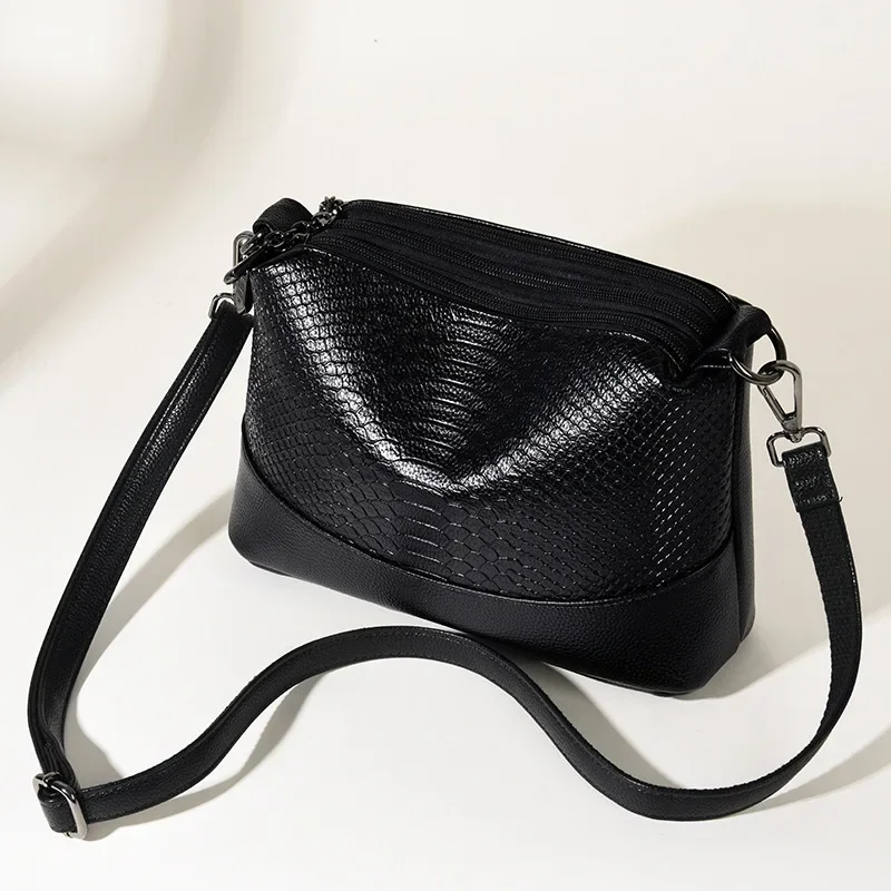 New Trendy Crocodile Pattern Shoulder Crossbody Bag Women's Multi-Layered Soft Leather Bag Shoulder Bag