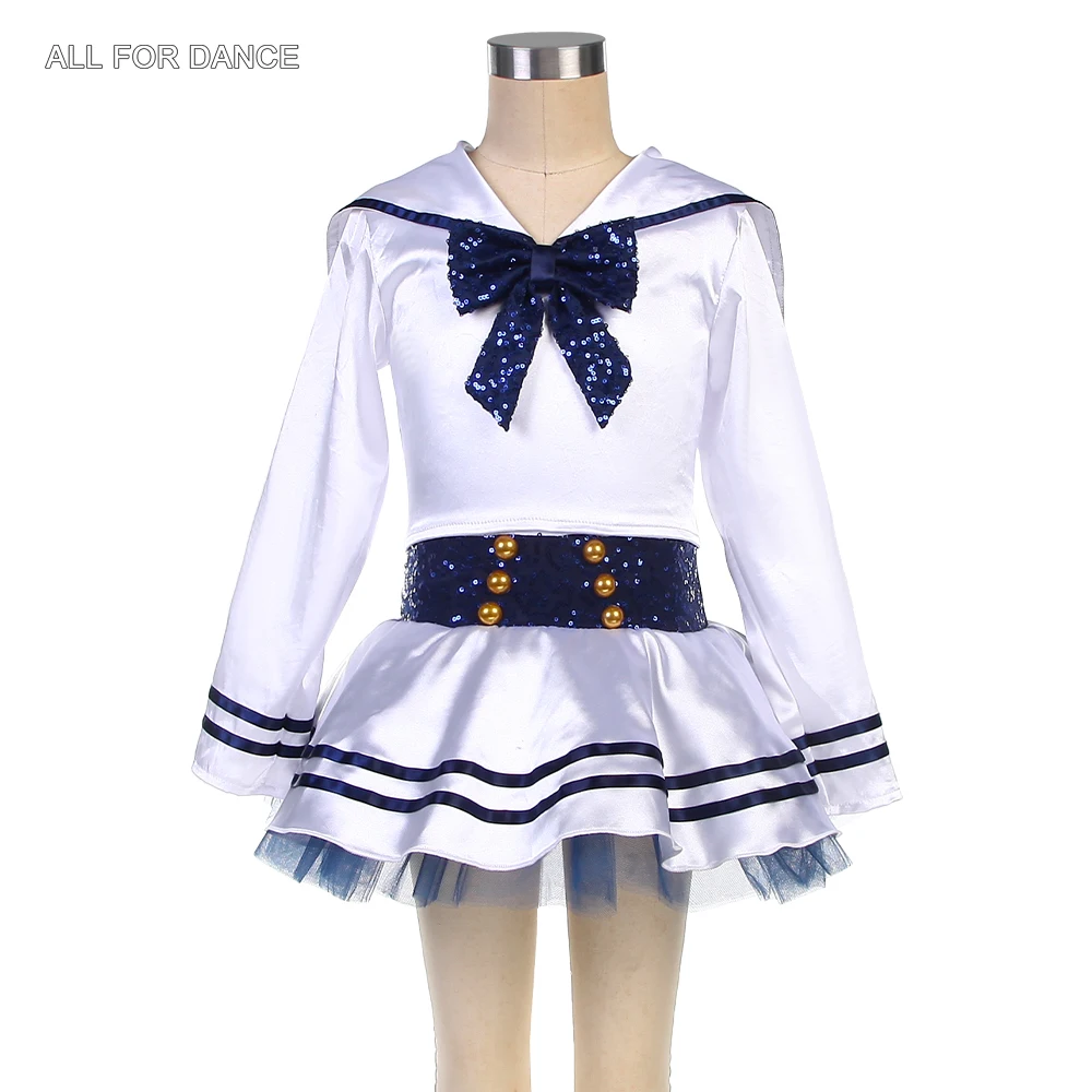 

Все для танцев с длинными рукавами, белая и темно-синяя детская танцевальная одежда, темно-синий костюм матроса, танцевальная одежда, балетные костюмы