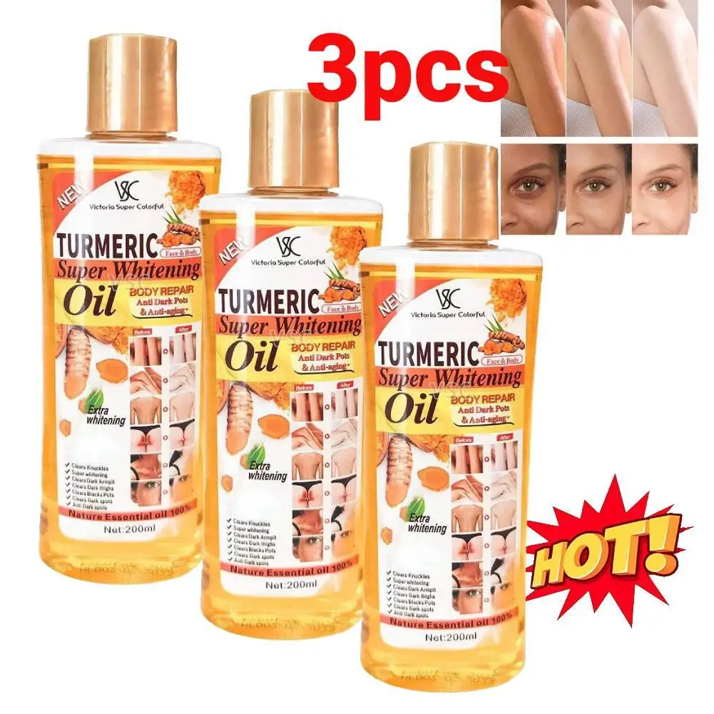 3pcs Turmeric Essential Oil Facial Body Massage Oil Moisturizing Diffuser Aromatherapy Brightening Smoothing Body Face Skin Care