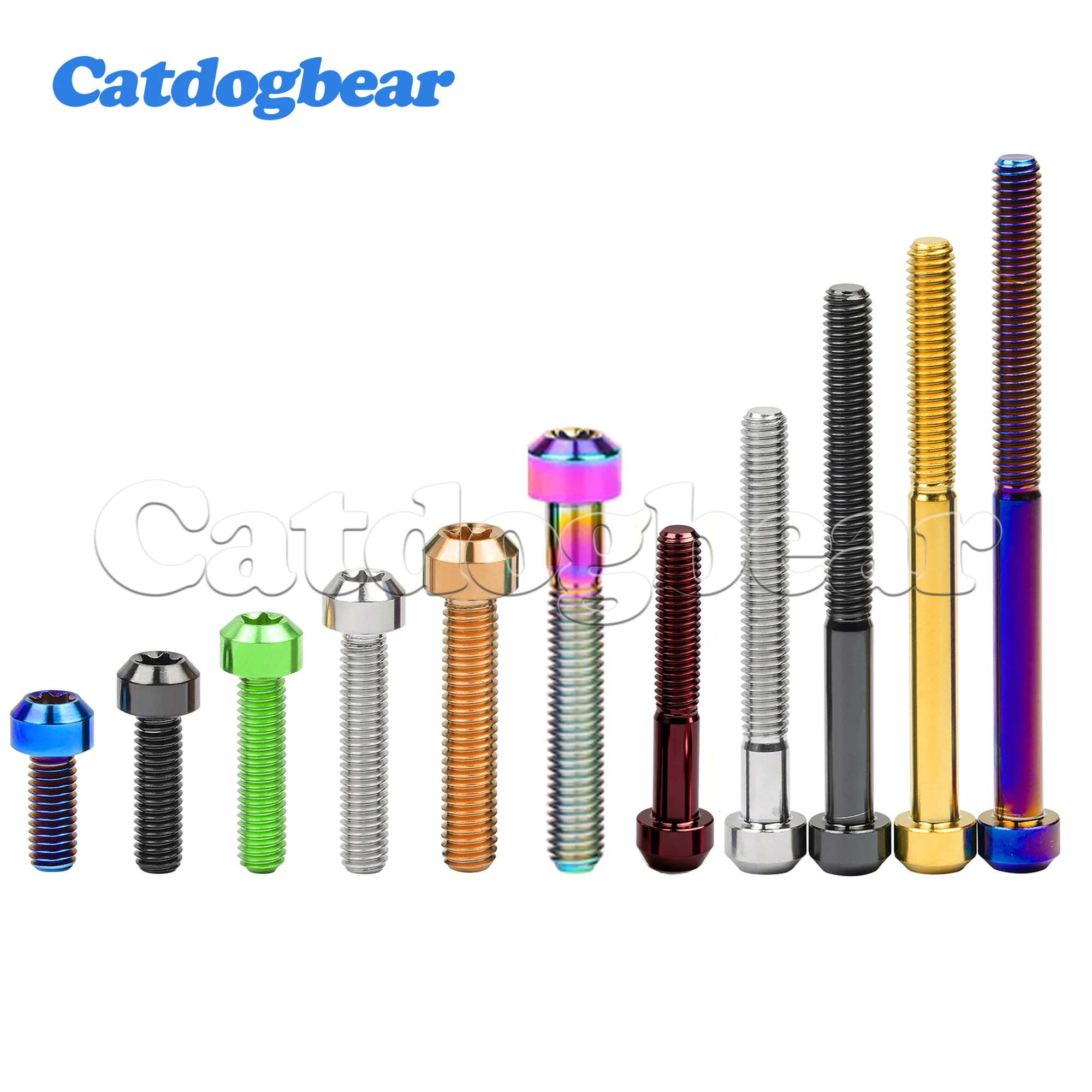 Catdogbear Titanium Bolts  M6x10 15 20 25 30 35 40 45 50 55 60 65 70 80mm Cylindrical Head Torx Socket Screws for Bicycle