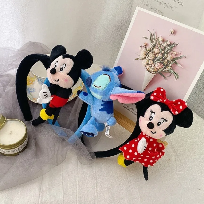 Disney Stitch Minnie Mouse Hairband Anime Cartoon Cute Donald Duck Plush Child Hair Accessories Girl Party Gift Cute Decoration