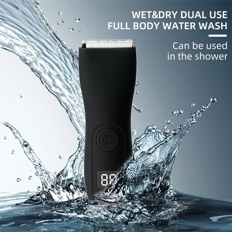 Electric Groin Hair Trimmer Body Groomer Shaver for Men Waterproof Wet/Dry Clippers Male Face Beard