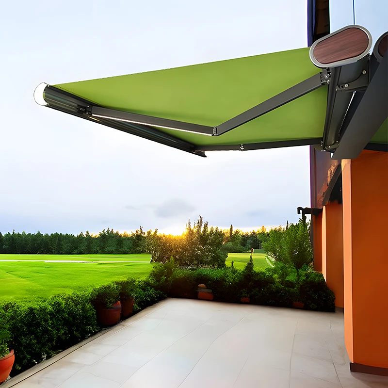 

Outdoor Full-Case Electric Retractable Awning - Auto Remote-Controlled Aluminum Alloy Sun & Rain Shelter for Courtyards, Balconi