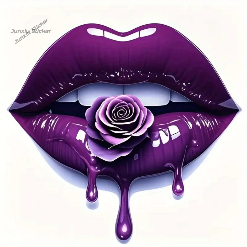 

Vibrant Purple Lips and Roses Sticker- Scratch-Resistant Car Sticker Suitable Trucks Motorcycles Laptops Laptop Decoration
